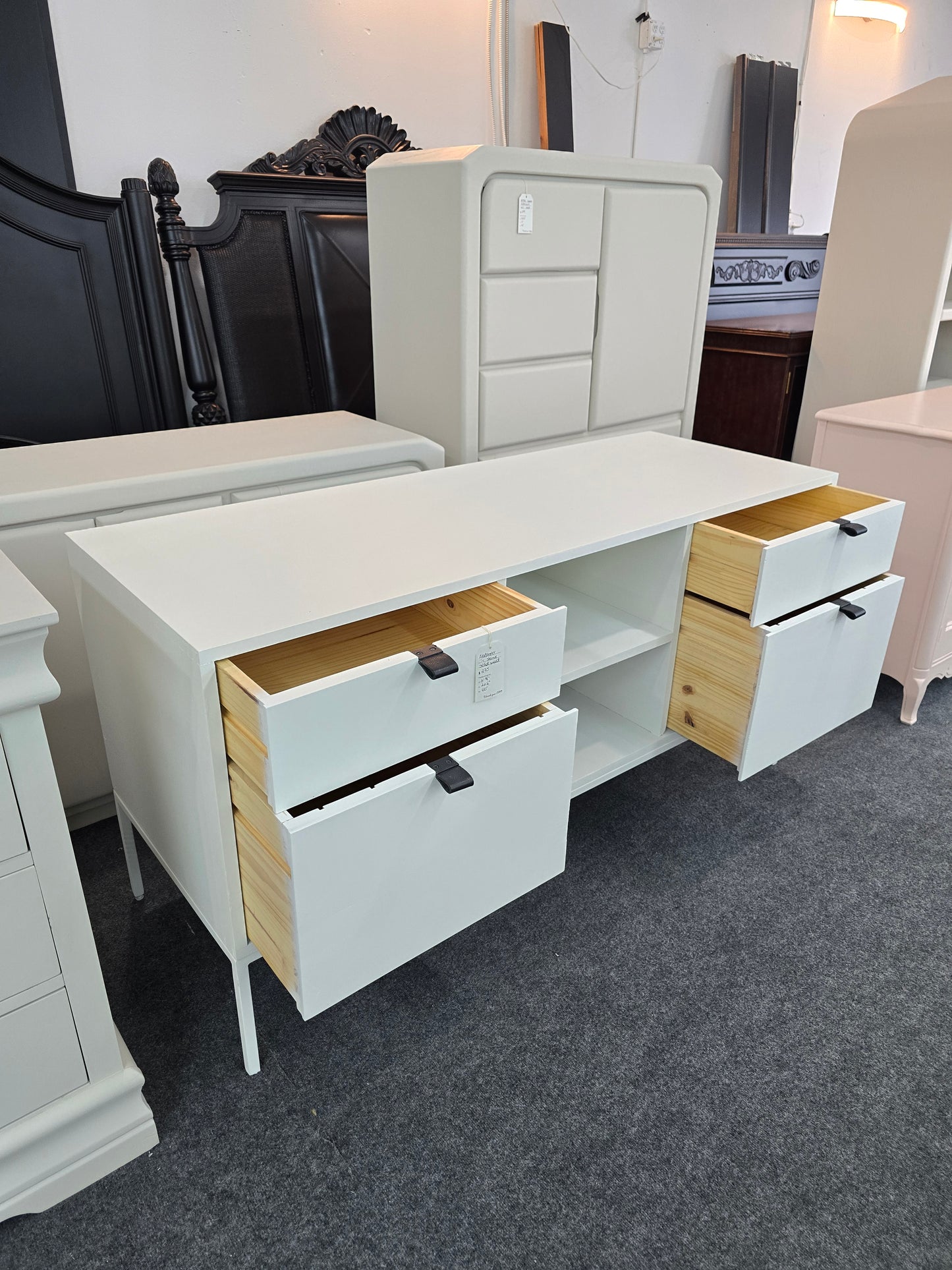 Solid wood off white TV stand
