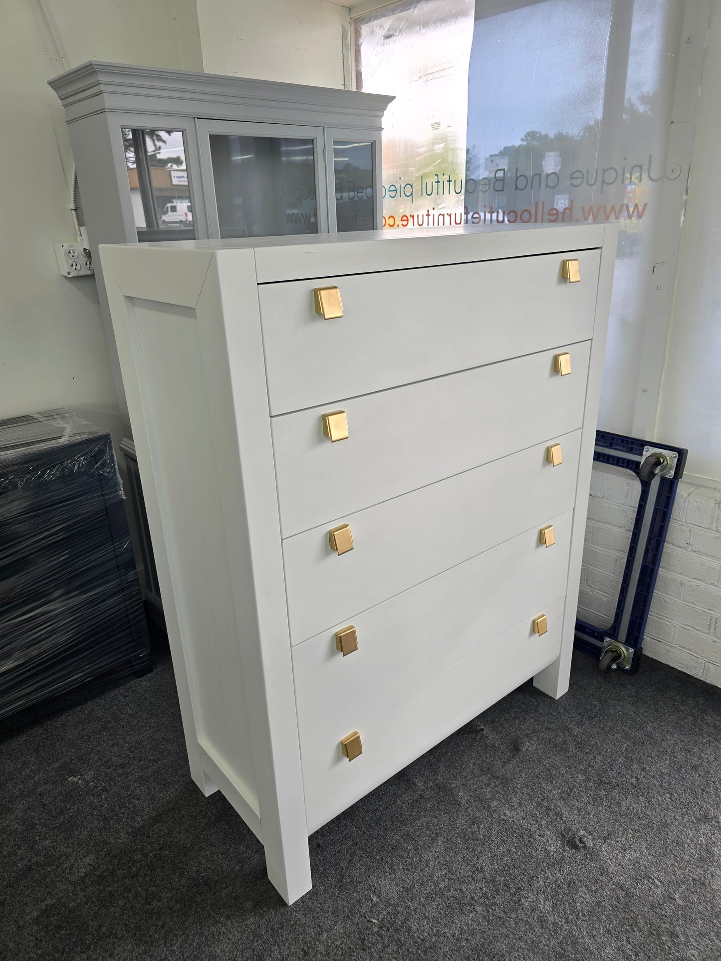 White tall modern chest