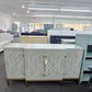 Gorgeous green washed and gold credenza