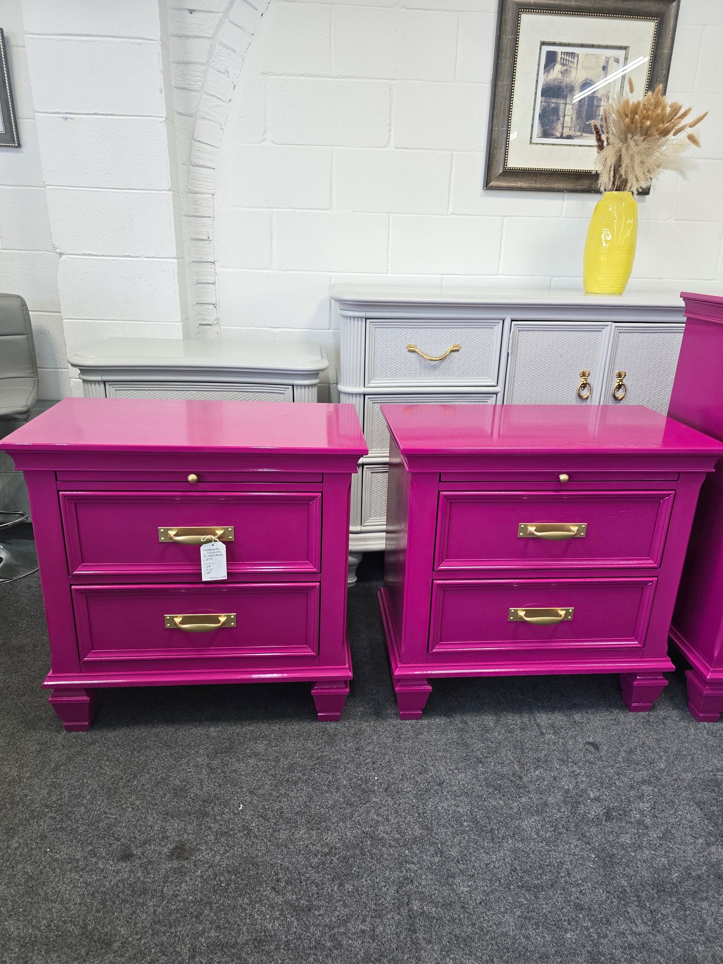 Gorgeous lacquered pair of nightstands