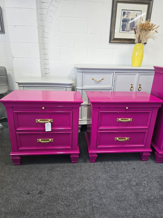 Gorgeous lacquered pair of nightstands