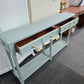 2 drawers teal sofa table