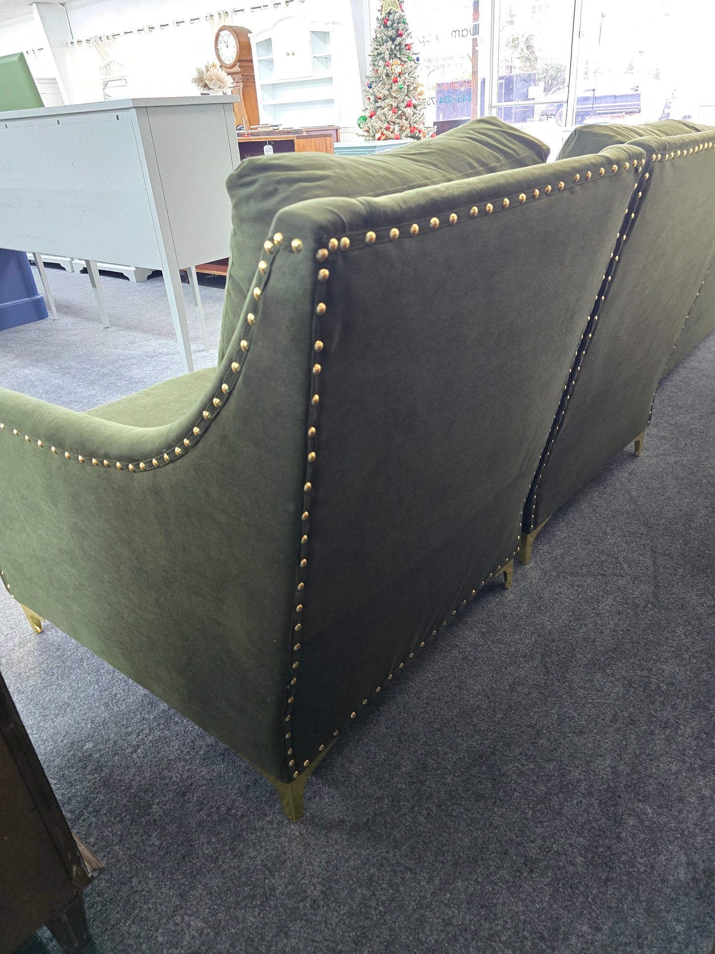 Olive green re upholstered chair