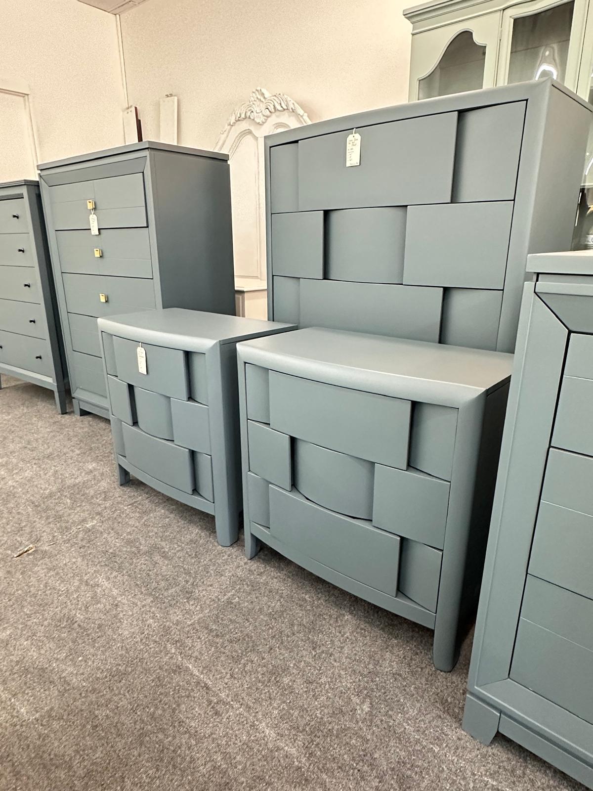 Dark blue layered pair of nightstands
