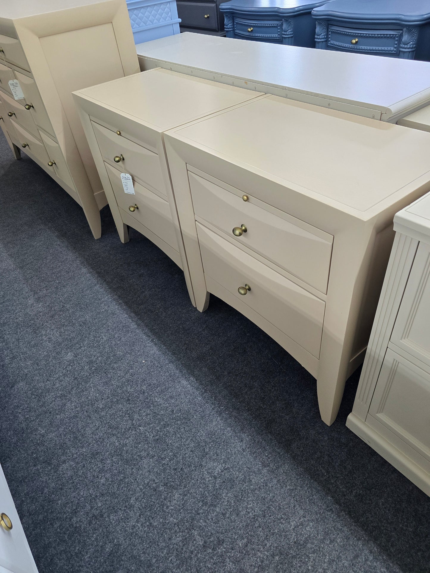 Beige pair of nightstands