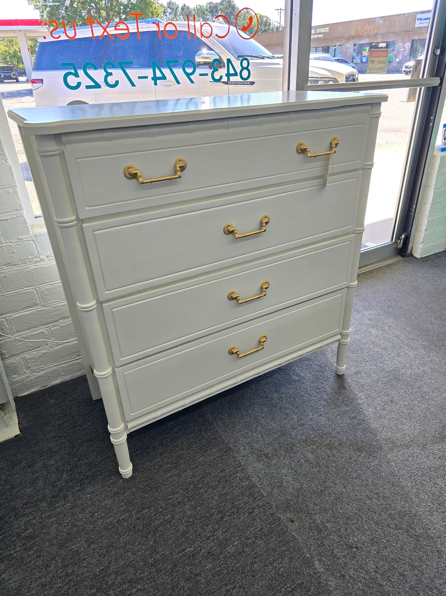 Faux Bamboo off white chest