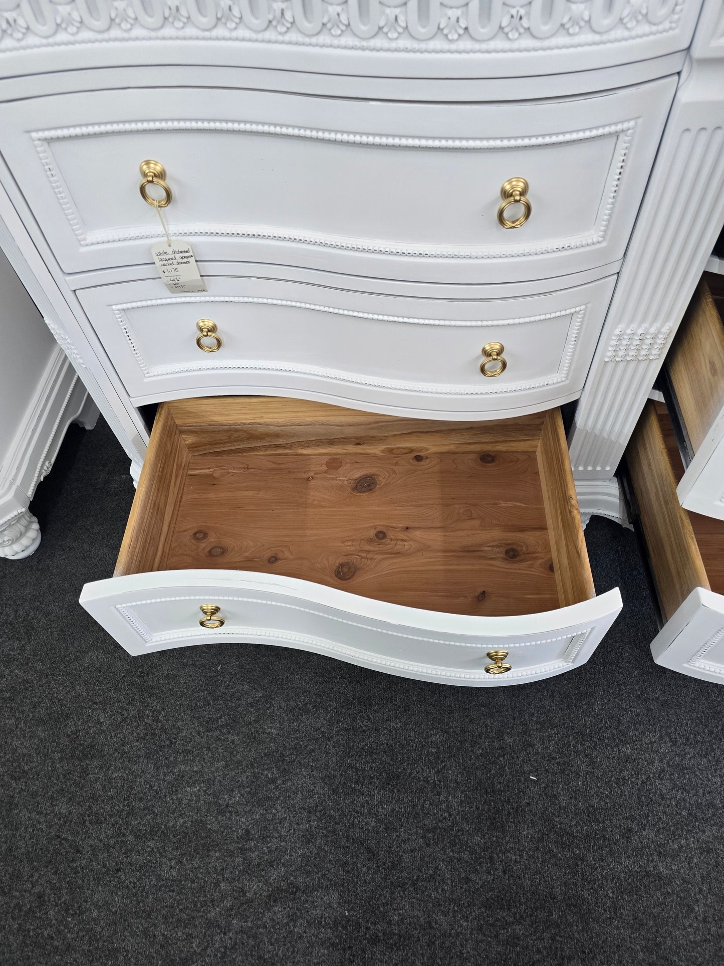 Gorgeous white Distressed lacquered dresser