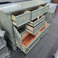 Green lacquered 7 drawers 2 doors dresser