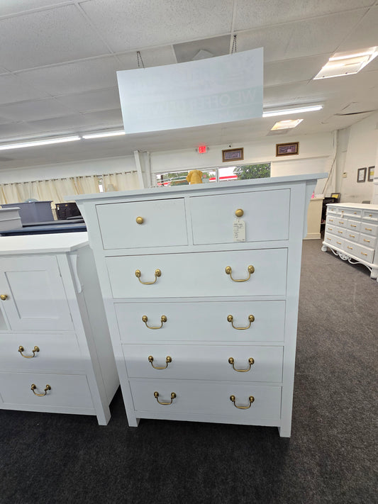 Solid wood white tall chest
