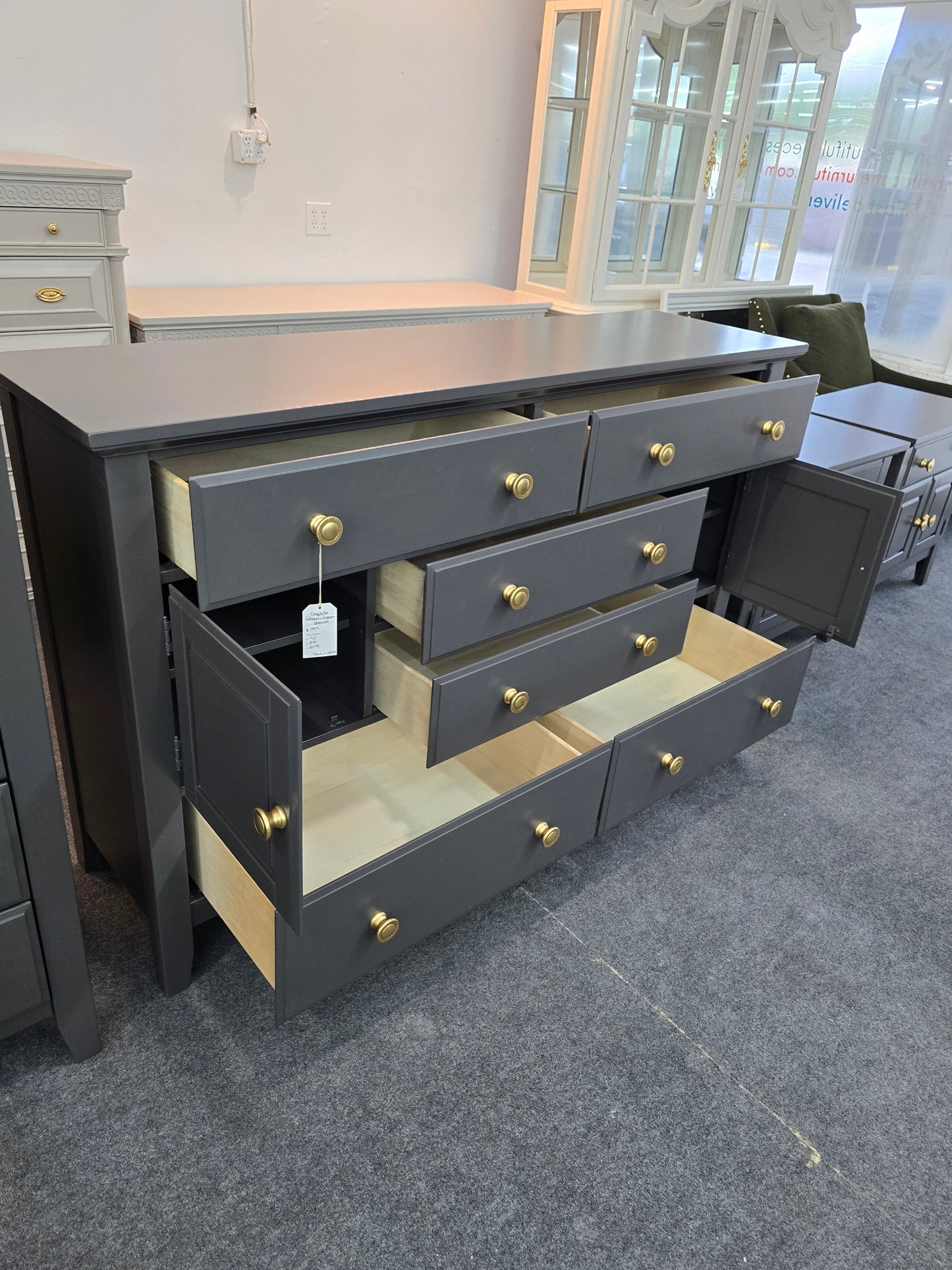 Graphite 6 drawers 2 doors big dresser