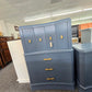 Antique solid wood deep blue chest