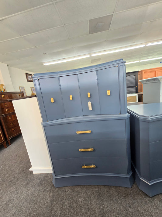 Antique solid wood deep blue chest