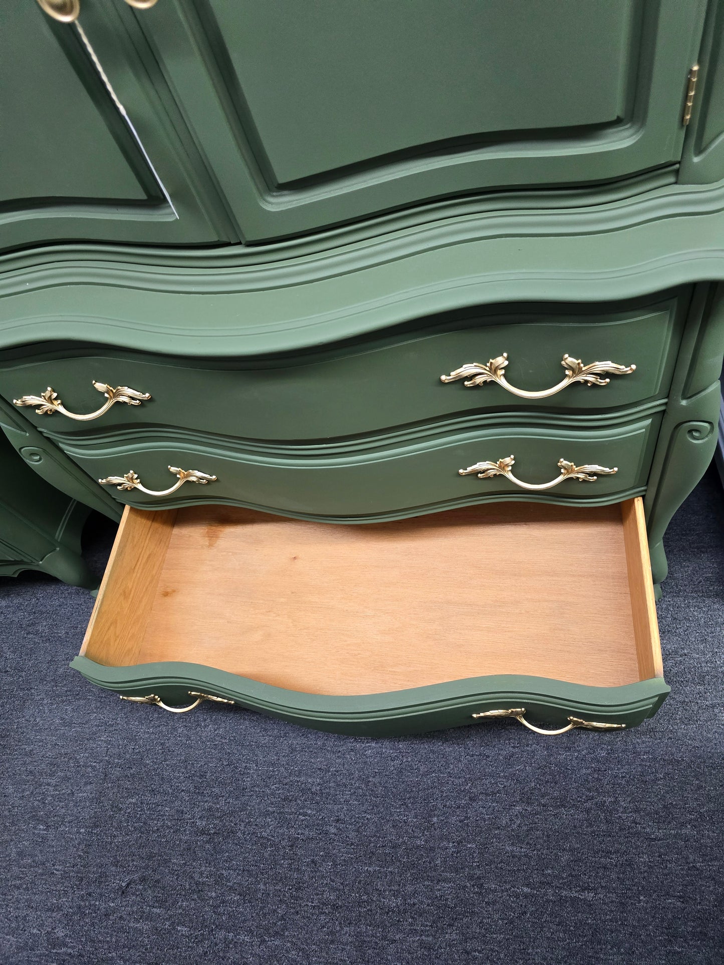 Secret garden green french provincial chest of drawers