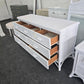 White lacquered bamboo & rattan dresser
