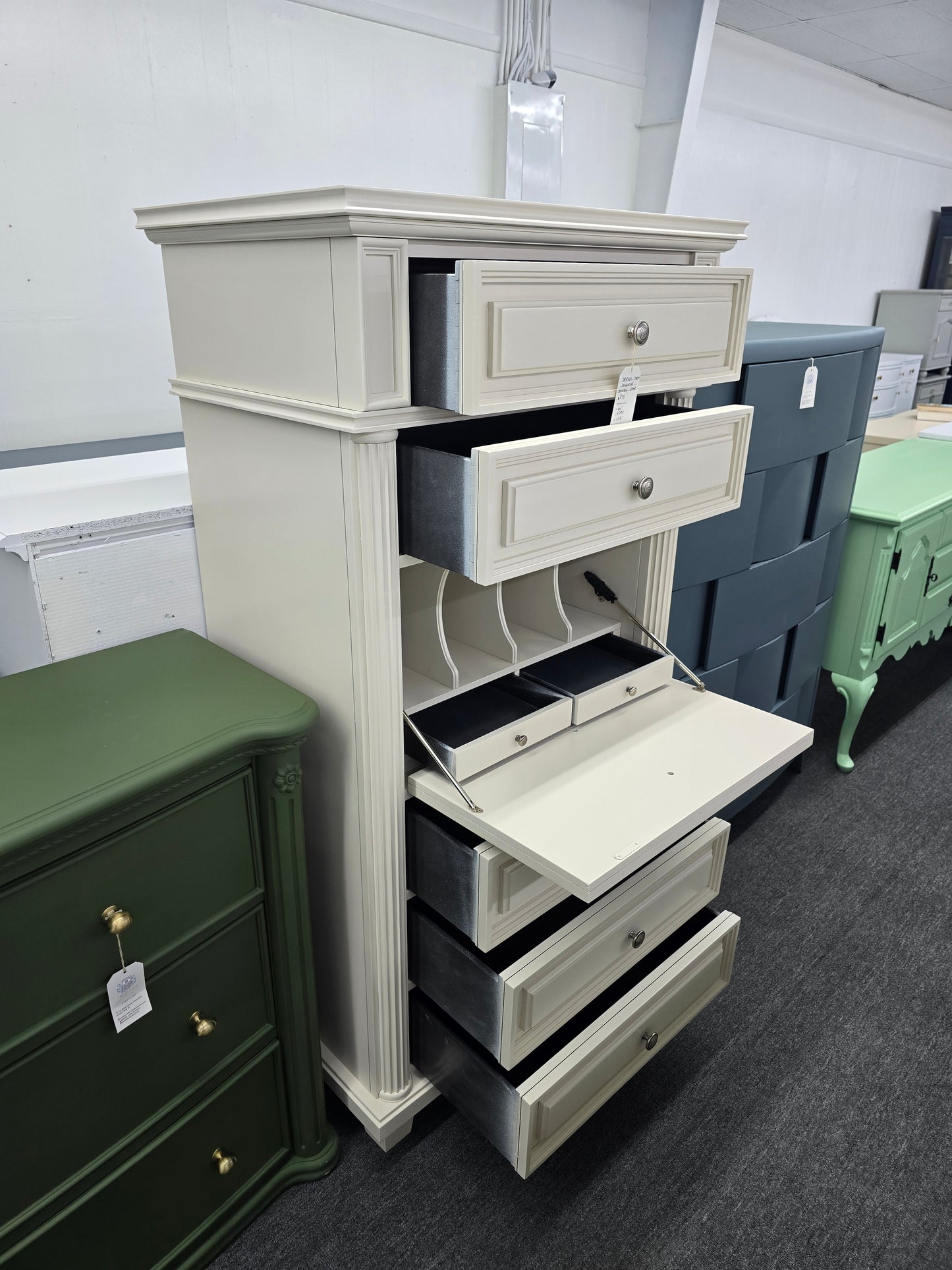 Drexel heritage cream lacquered chest/secretary