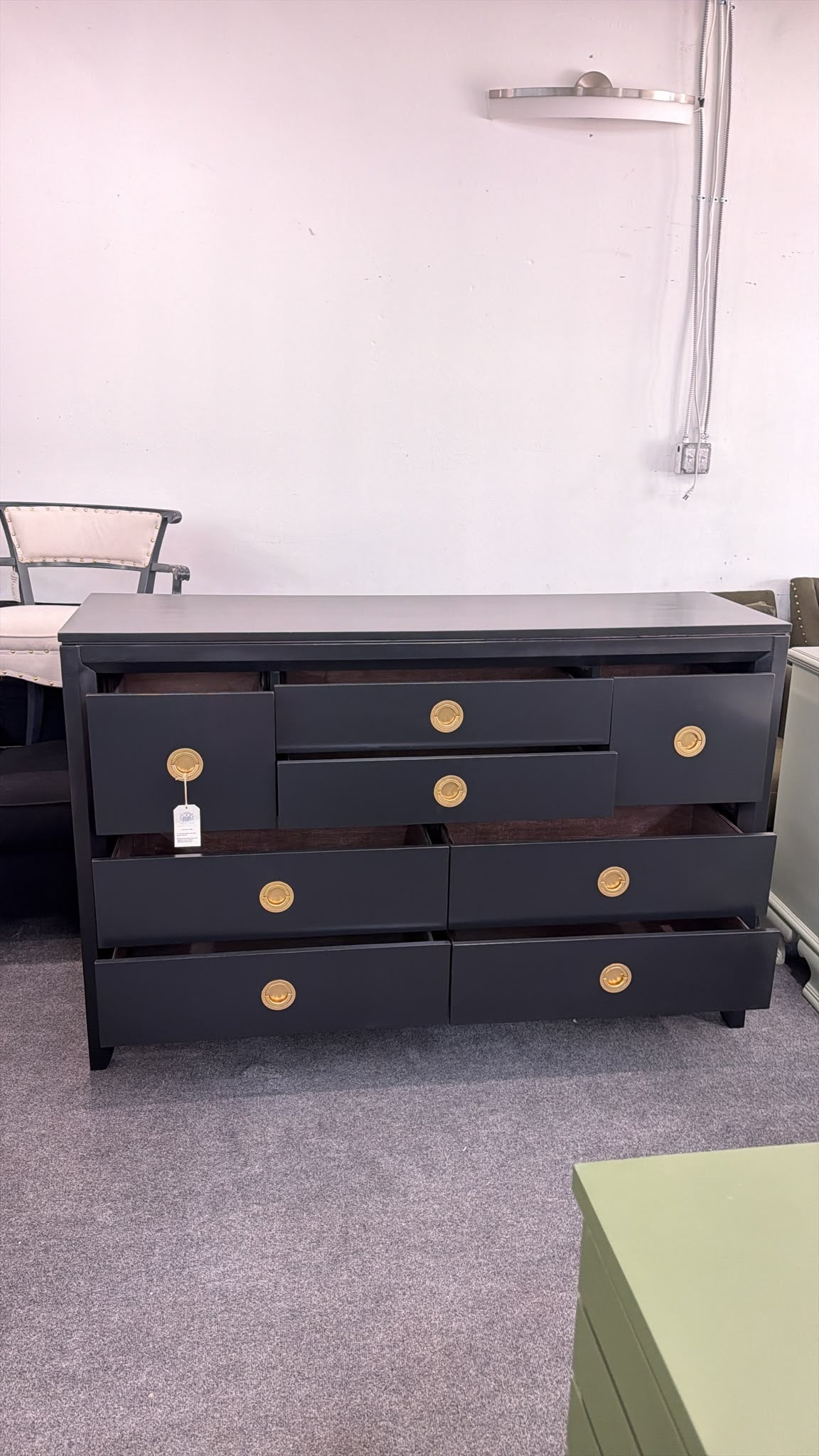 Pulaski black lacquered dresser