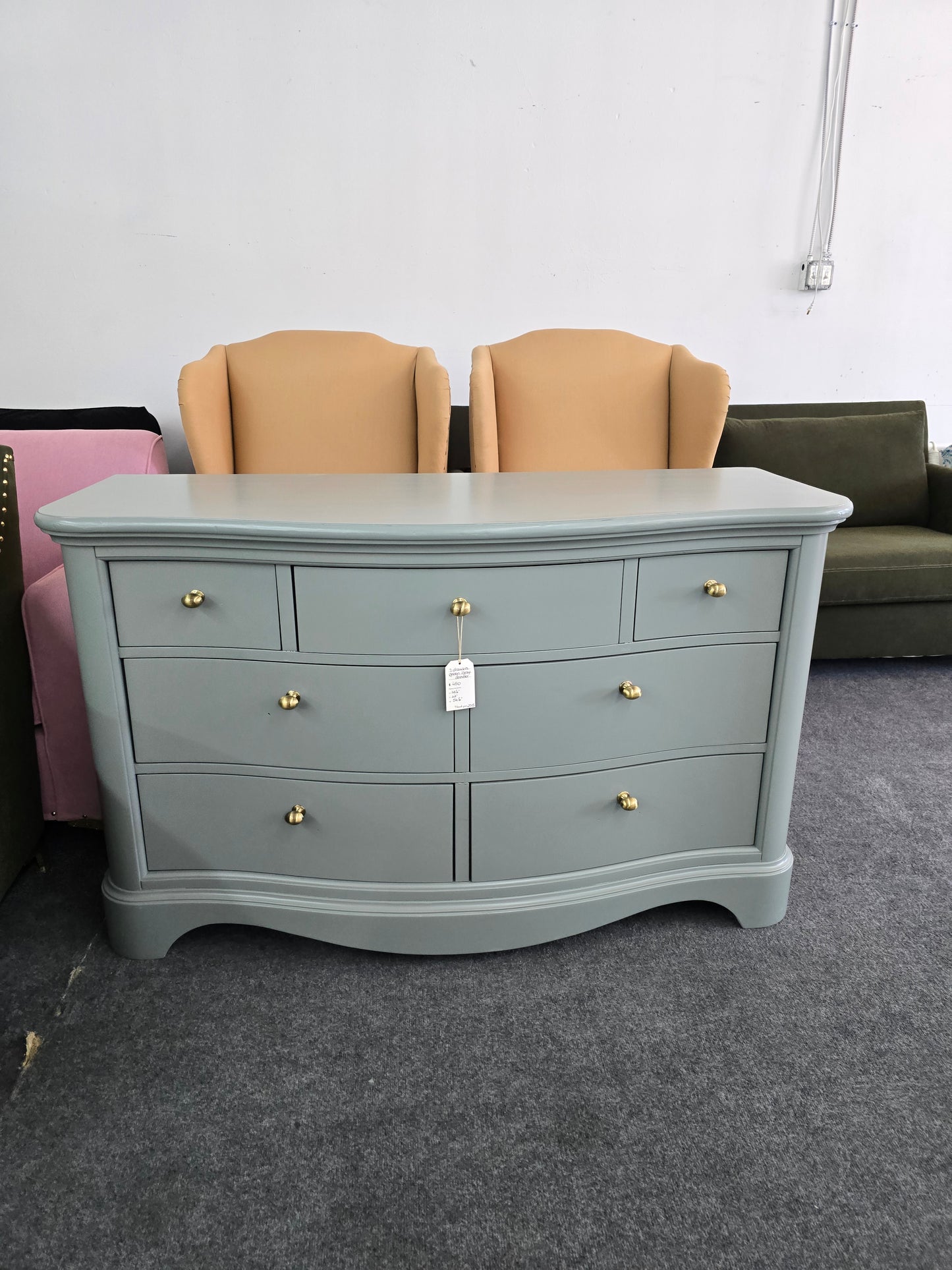 7 drawers green gray dresser