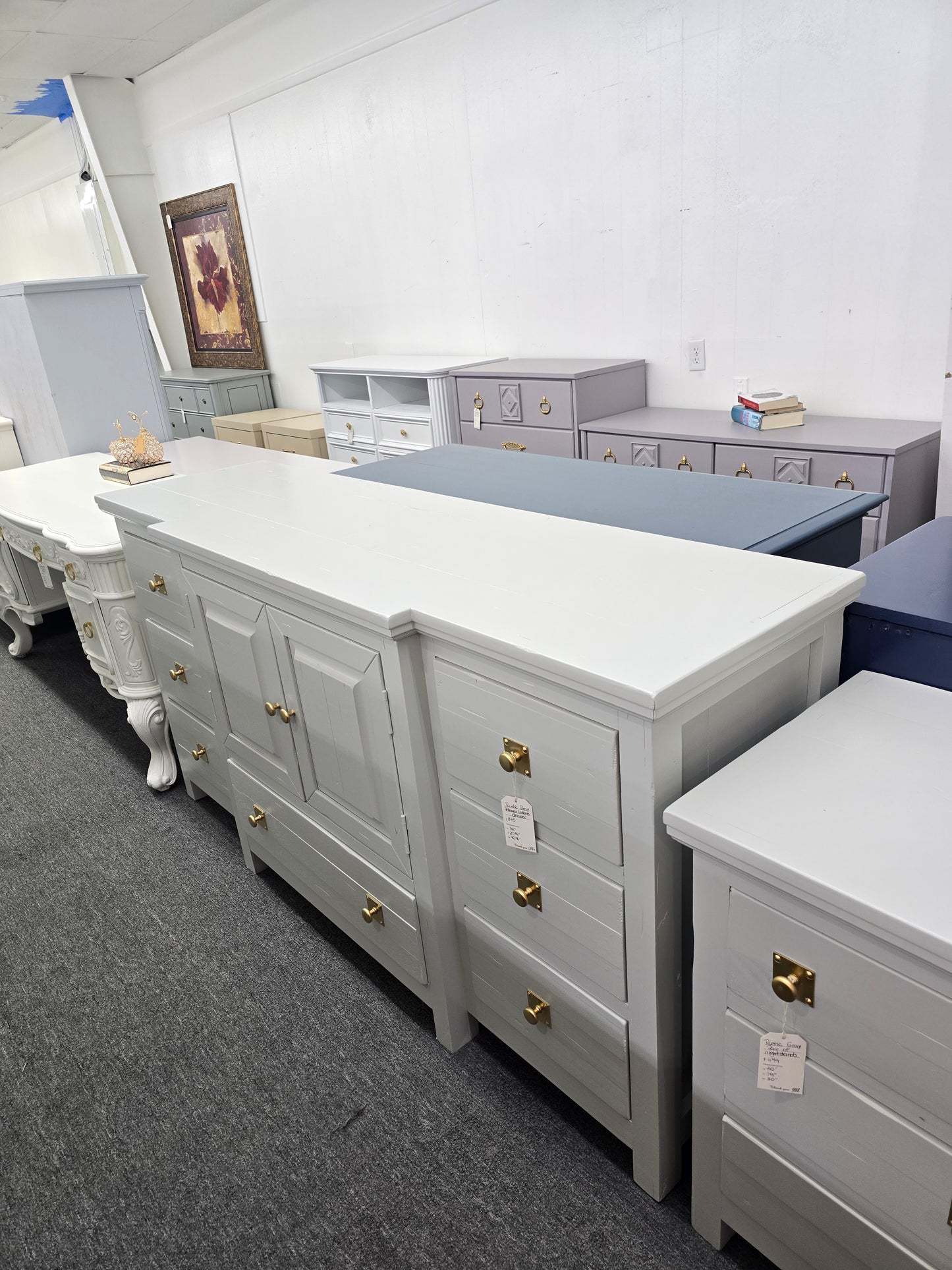 Rustic gray long dresser