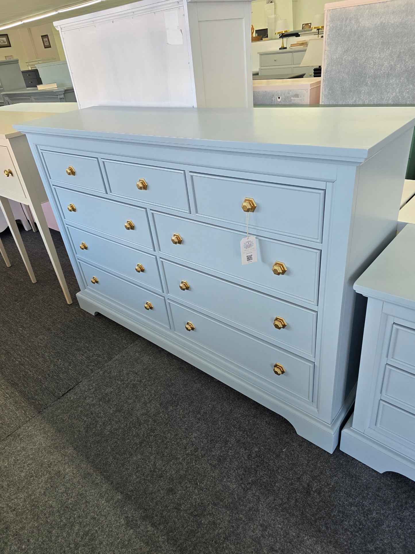 Blue dresser hexagonal knobs