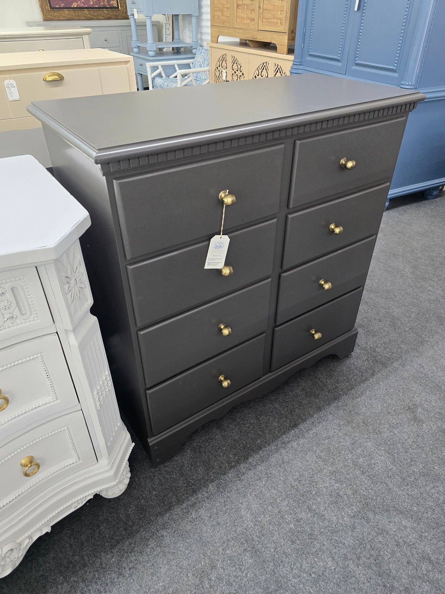 Antique solid wood graphite dresser