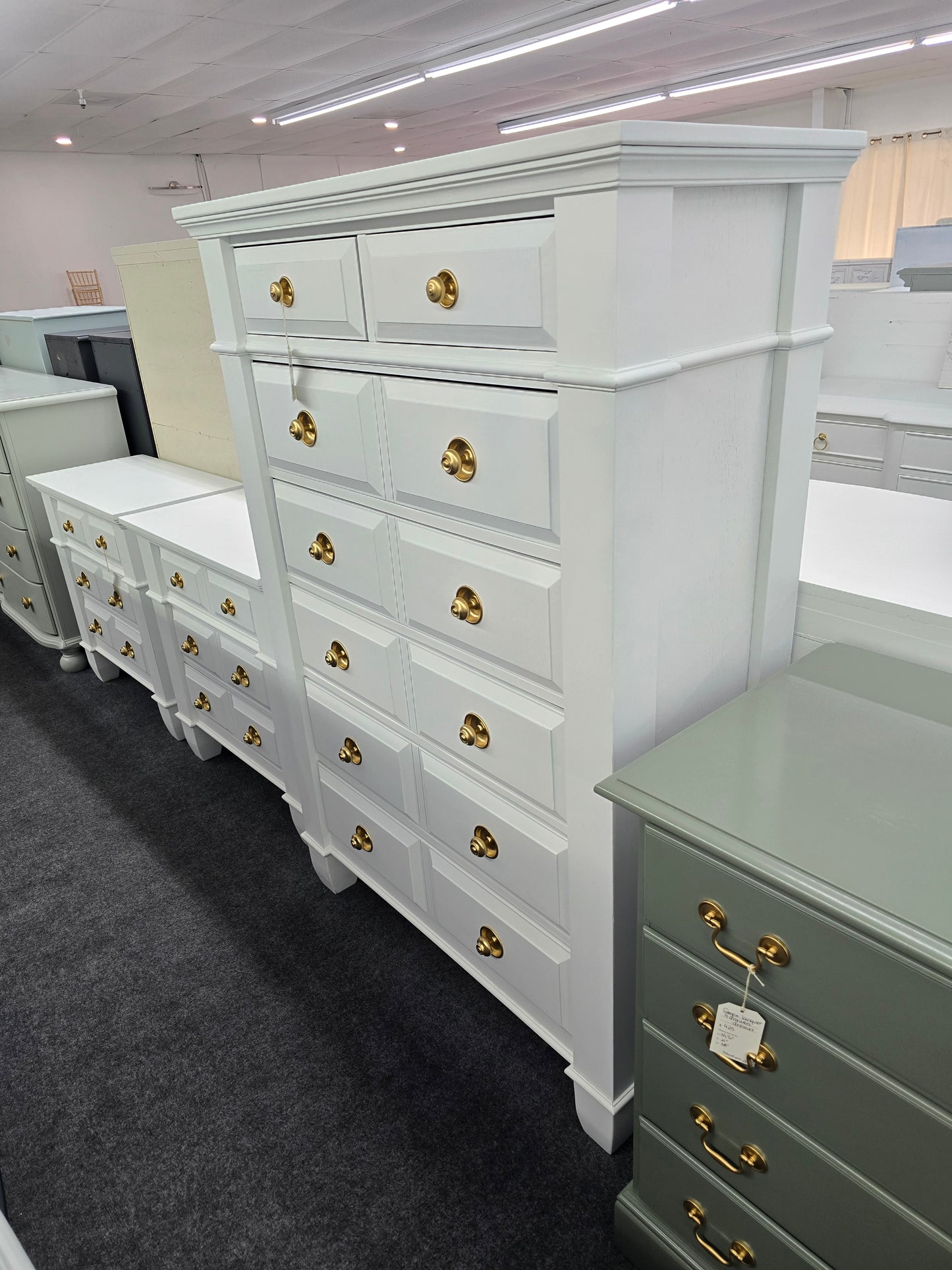 Solid wood white tall chest