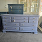 Solid wood vintage blue gray dresser