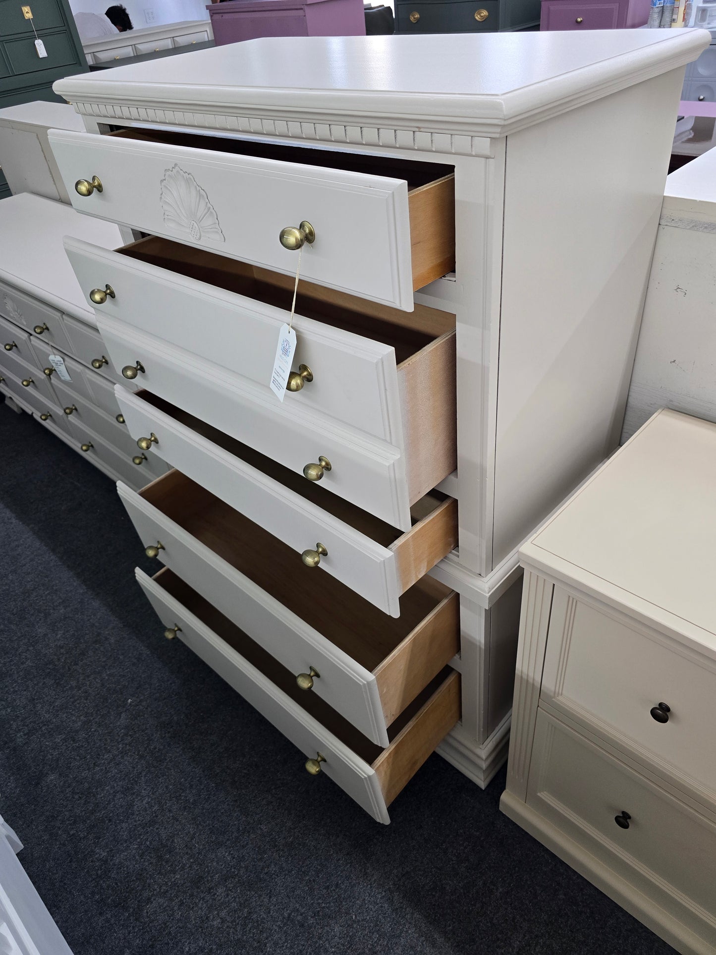 Vintage beige tall chest