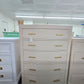 Cream lacquered bowfront chest
