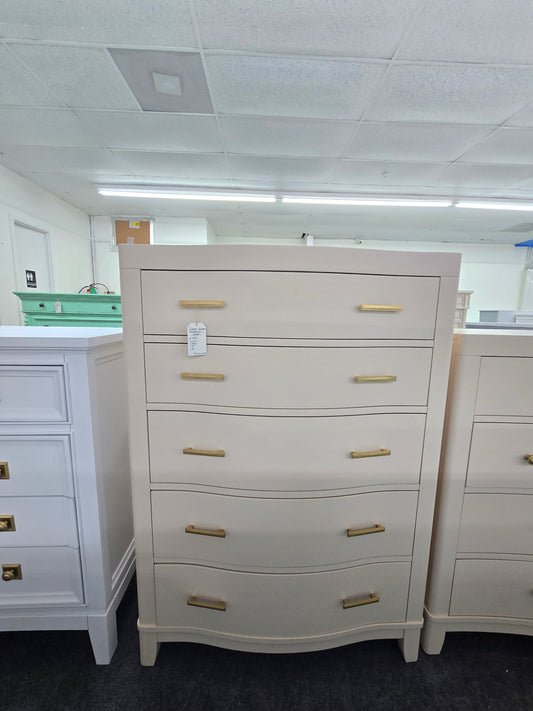Cream lacquered bowfront chest