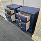 Legacy traditions navy blue pair of vintage nightstands