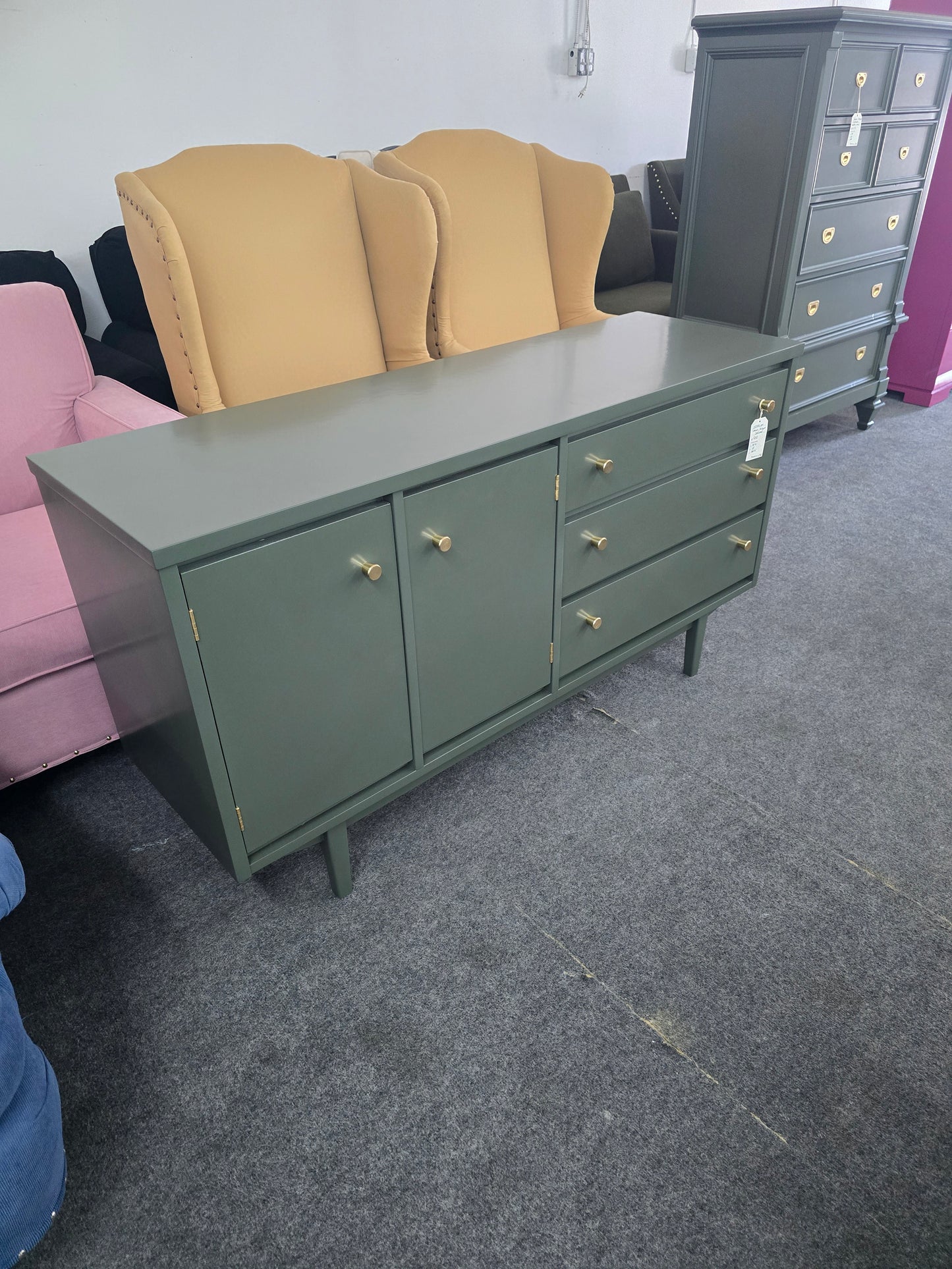 Stanley green lacquered MCM cabinet