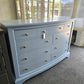 Blue bowfront dresser