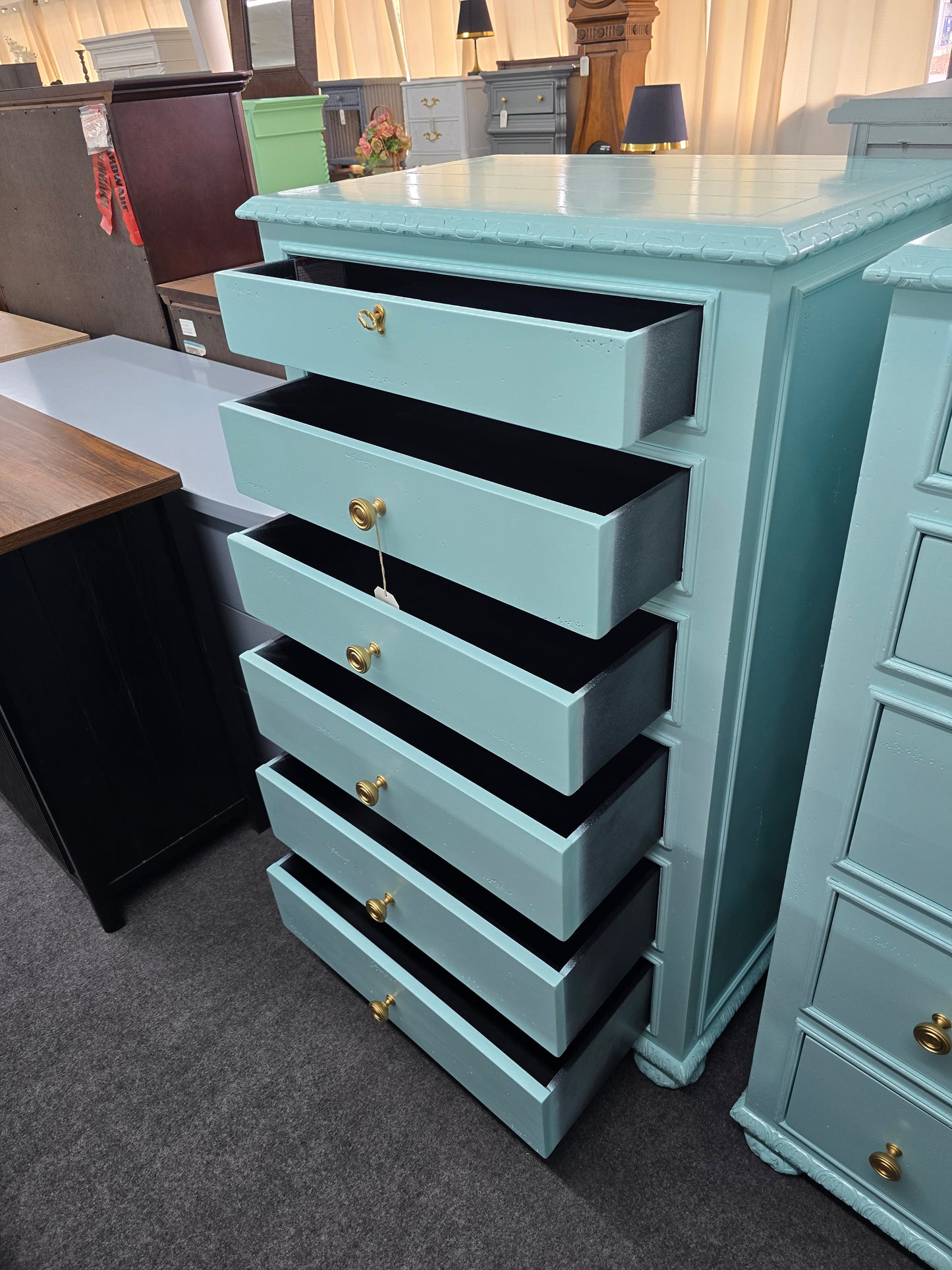 Restoration Hardware solid wood blue Lacquered chest