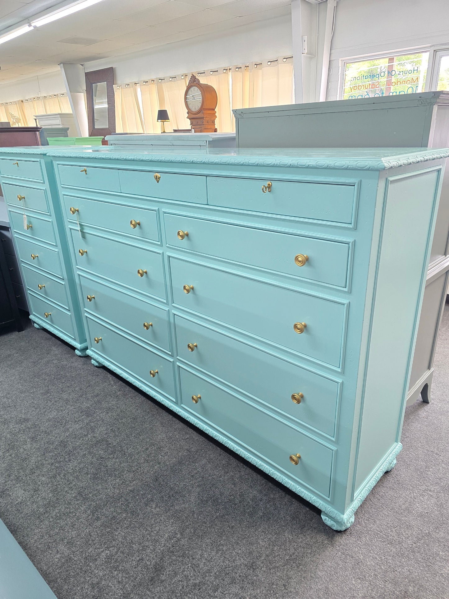 Restoration Hardware all solid wood blue Lacquered dresser