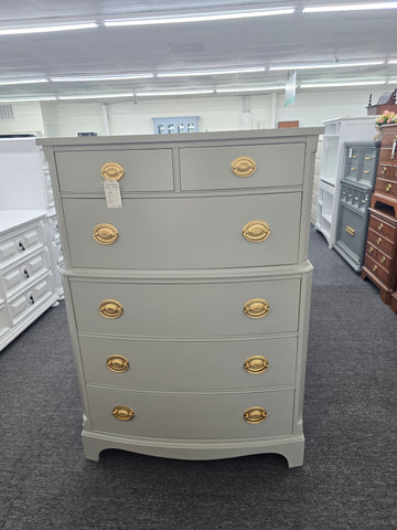 Solid wood gray bowfront chest