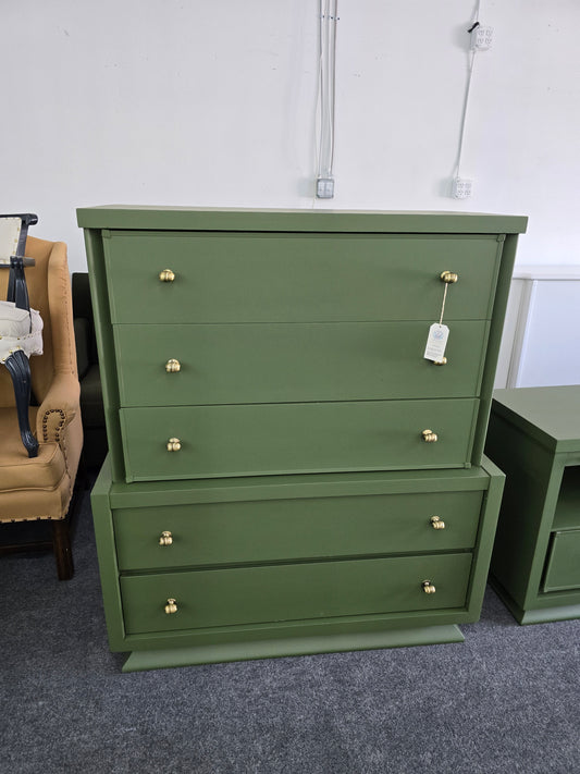 Solid wood MCM green chest