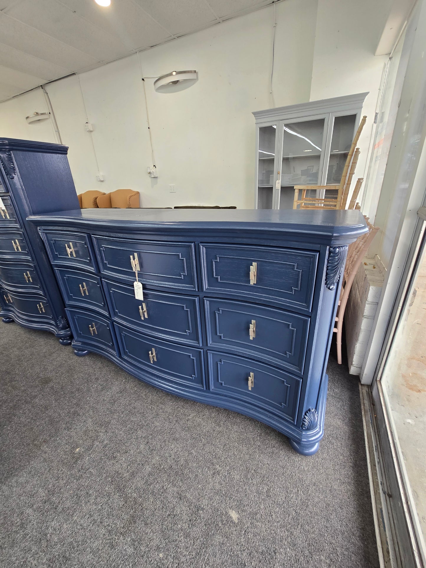 Haverty blue Lacquered curved dresser