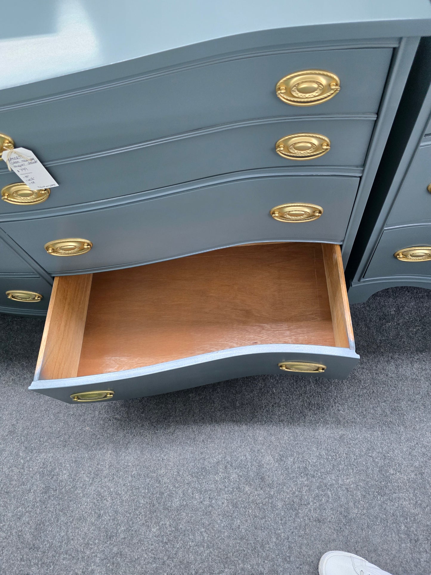 Bassett dark green lacquered dresser