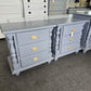 2 gray lacquered nightstands