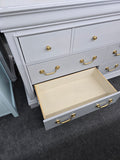 Lacquered blue 7 drawers dresser