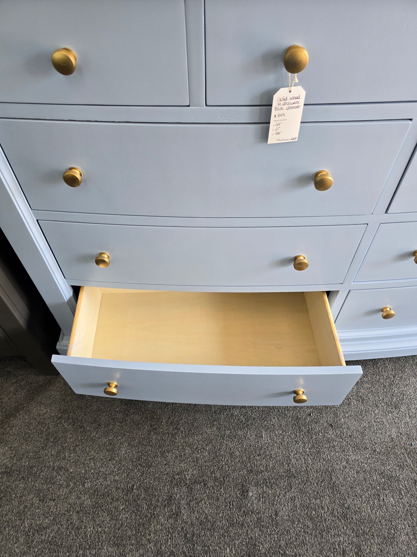 Blue bowfront dresser