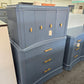 Antique solid wood deep blue chest