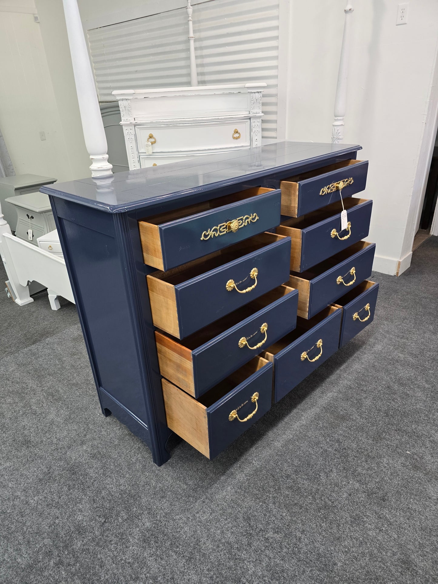 Hickory navy lacquered dresser