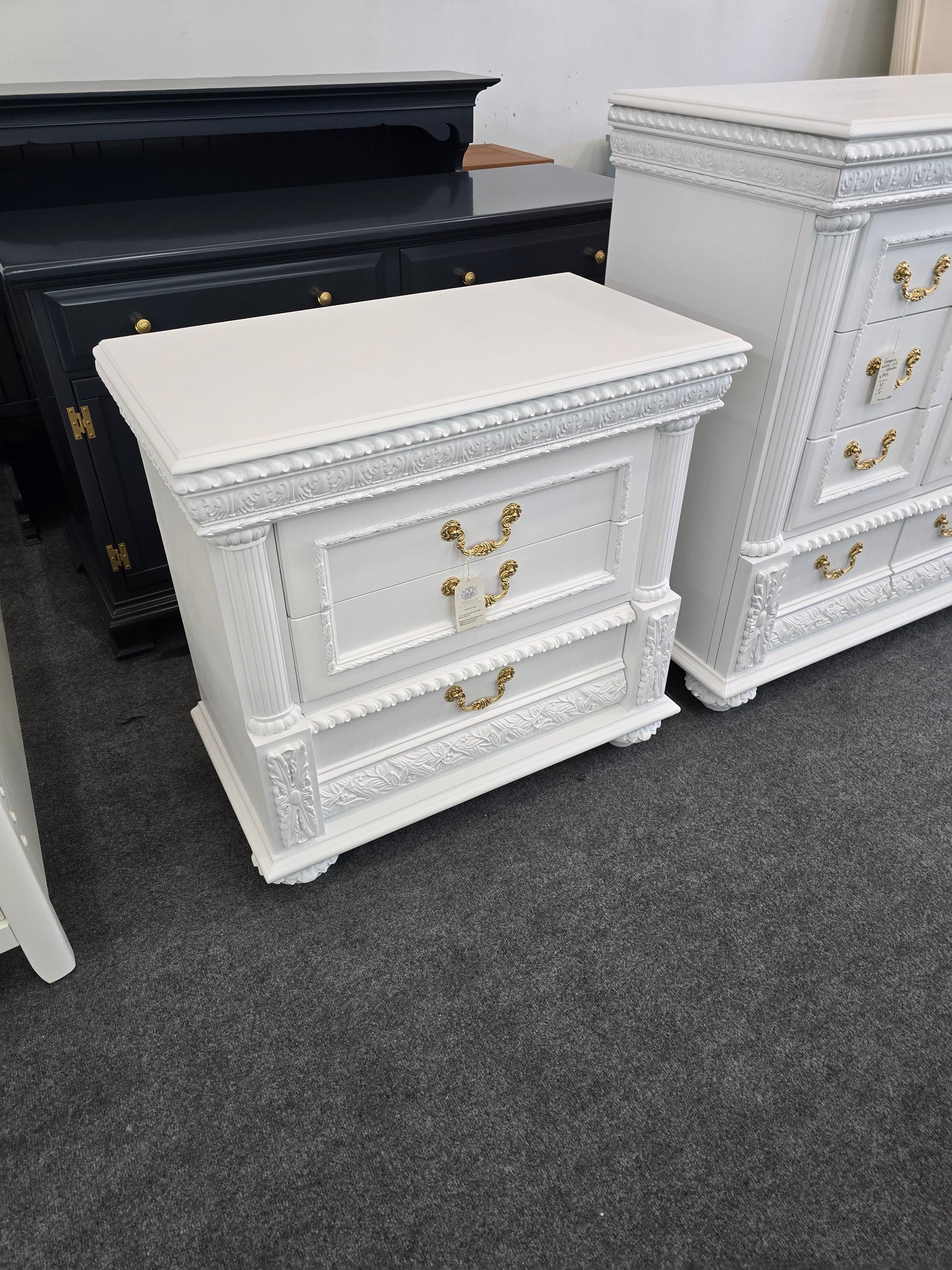 Gorgeous white 3 drawers nightstand