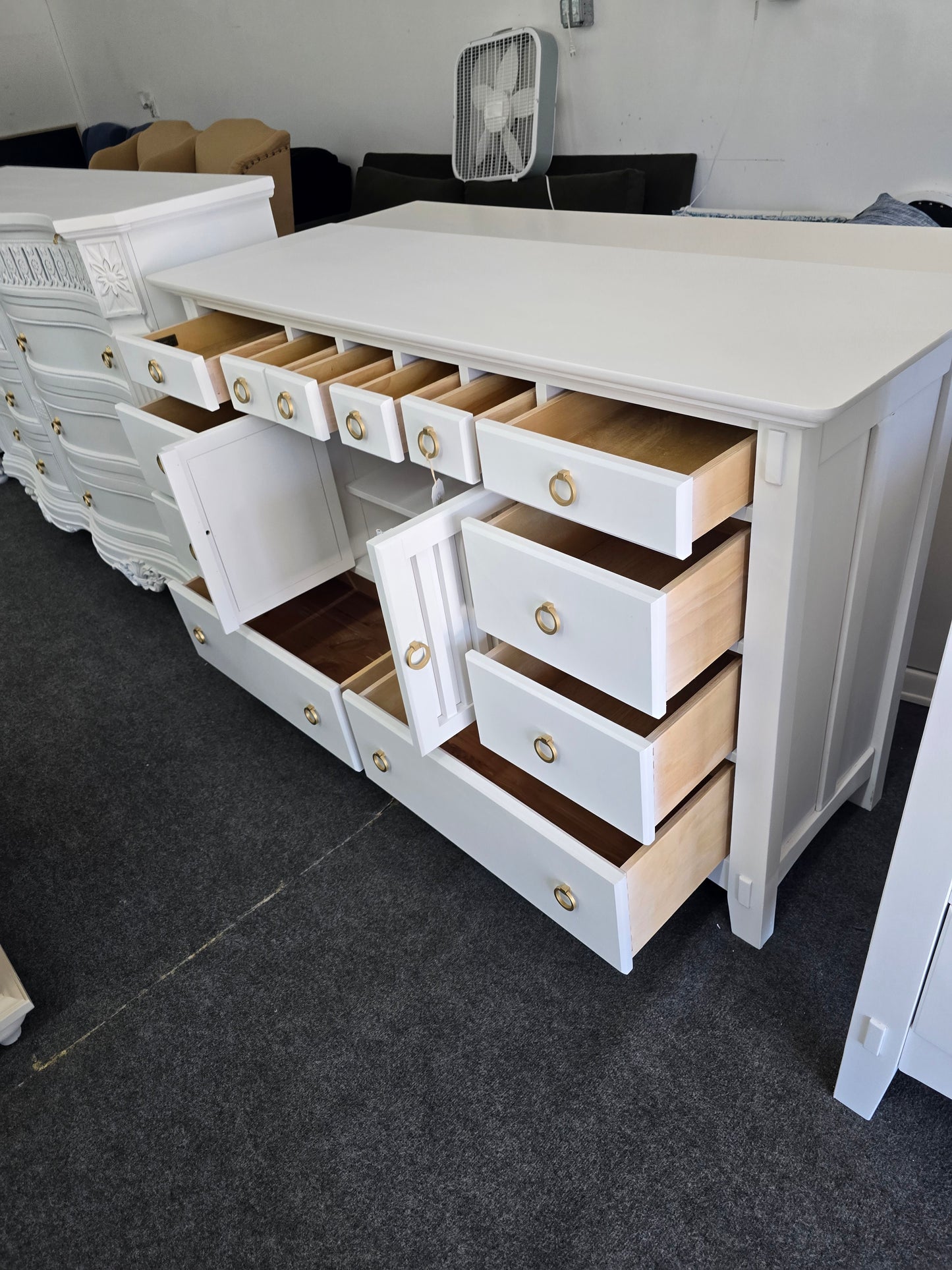 American signature white lacquered dresser