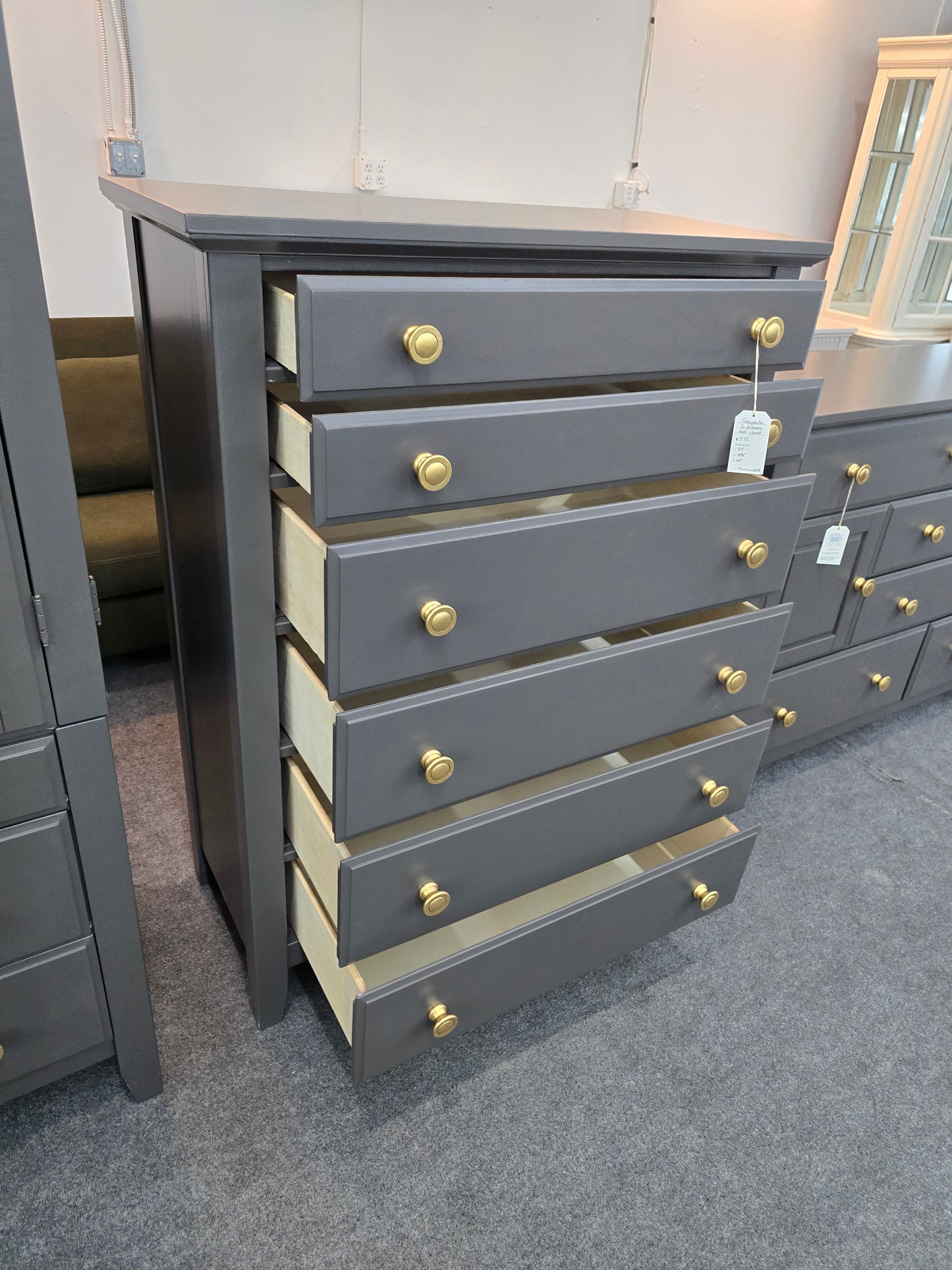 Graphite tall 6 drawers chest