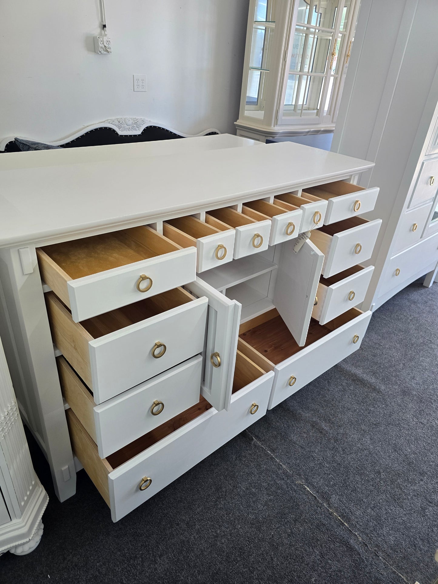 American signature white lacquered dresser