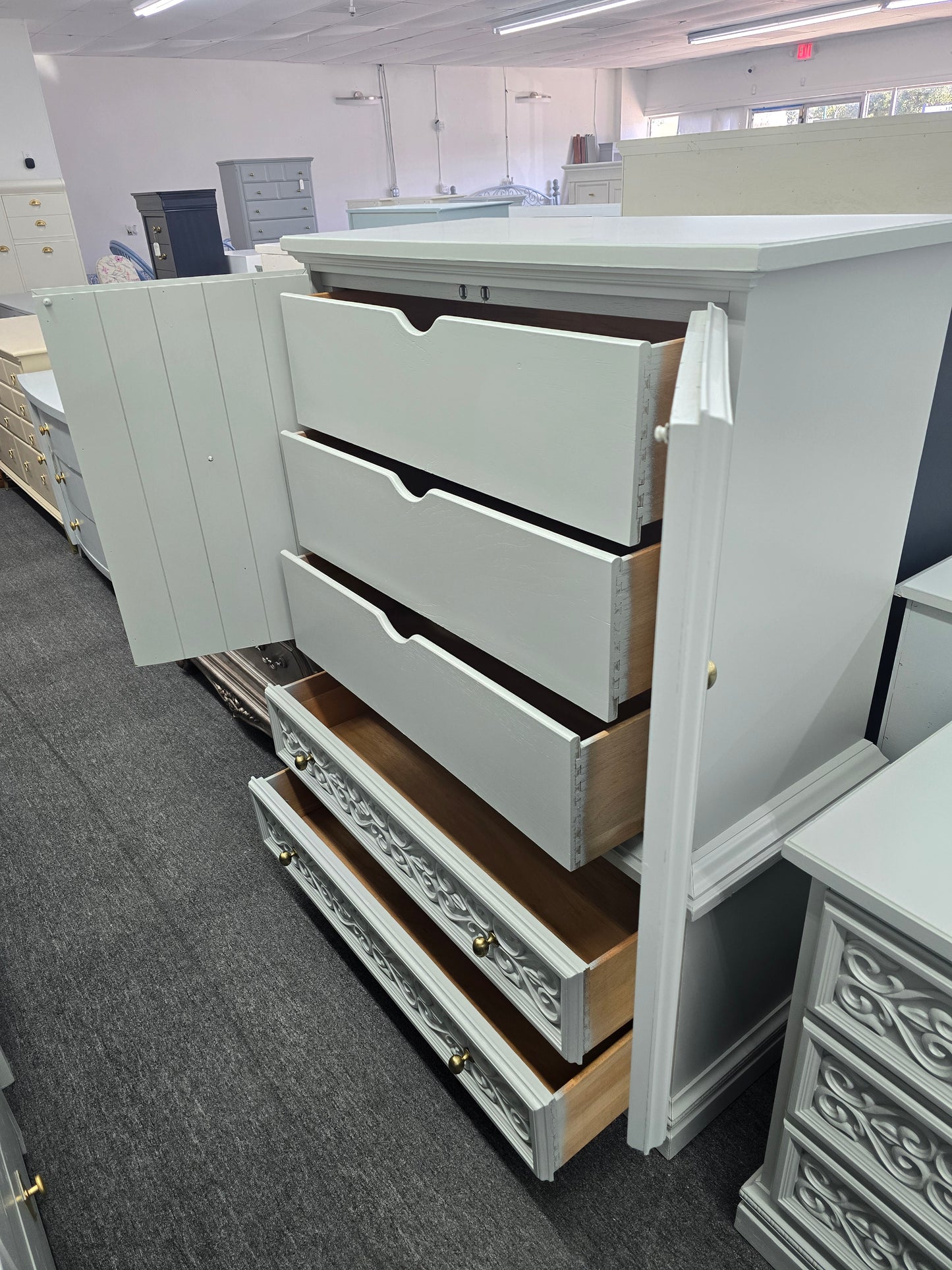 Vintage gray tall chest