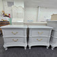 Kathy Ireland gray rattan pair of nightstands