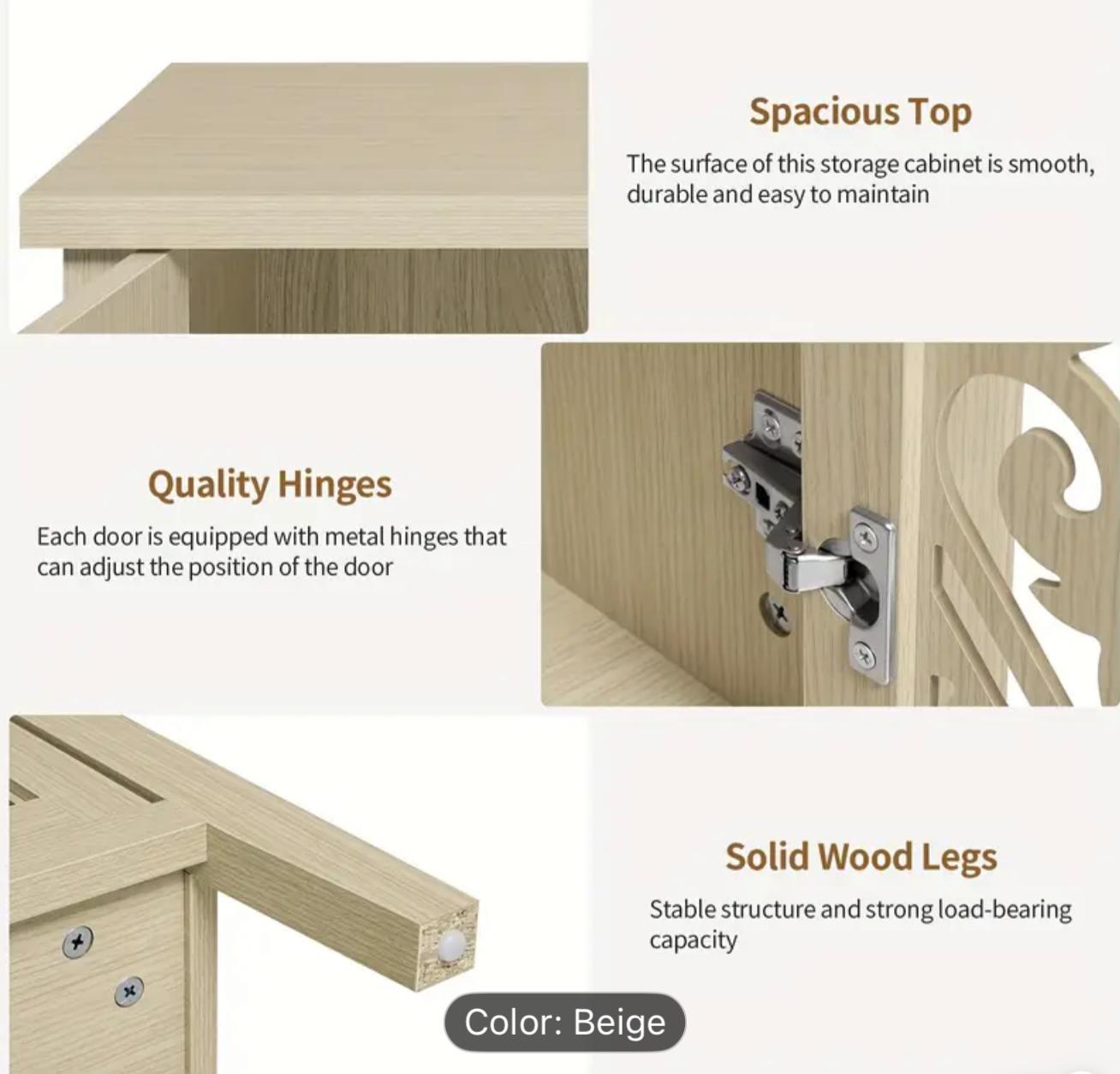 Hollow 4 drawers cabinet natural wood- new